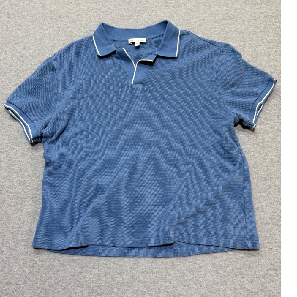 Banana Republic Mens XL Mesh Tipped PO Polo Shirt Blue 771265-01 Surf Town